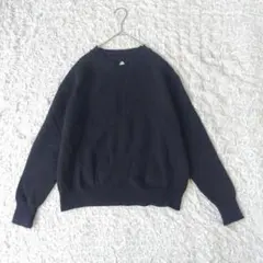 【ラフモ】LAFFMO バックオープンニット セーター ブラック　クルーネック