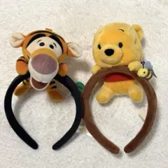 プーさん ティガー カチューシャ セット ディズニー ペア 仮装 ぬいぐるみ風