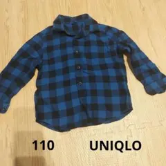 UNIQLO 長袖シャツ 110 青・黒チェック