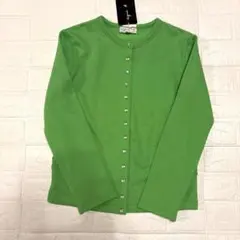 新品　12ans アニエスベー　カーディガンプレッション　裏起毛　黄緑