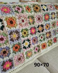 (47)手編みブランケット　マルチカバー