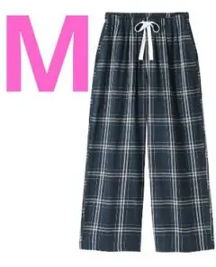無印良品 婦人 ルームウェア ロングパンツ ダークネイビーチェック　綿100　Мのサムネイル