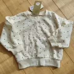 アイボリードット柄トレーナー 100cm　水玉