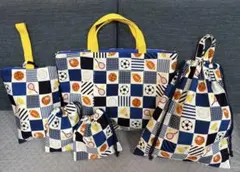 入園入学セット5点+おまけ巾着袋2点　ハンドメイド　スポーツ柄