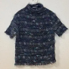 【イタリア製】デザインニット　マルチカラー　一点もの　ウール