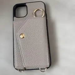 iPhone用ポケット付きケース ライトグレー
