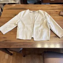未使用品　aquagarage ノーカラージャケット Lサイズ　ベージュ