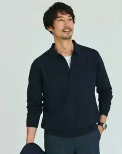 超美品 ビズニット（BIZ KNIT） プレーティングポロ ネイビー オリヒカ