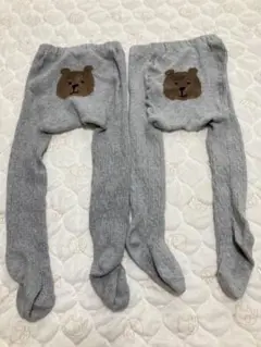 babyGap グレー ベビータイツ クマ刺繍
