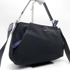 【極美品】agnes.b　2wayショルダーバッグ ナイロン ブラック ブルー