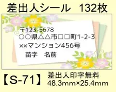 差出人シール132枚【S-71】メッセージ/ラベル/宛名/シール/ハンドメイド