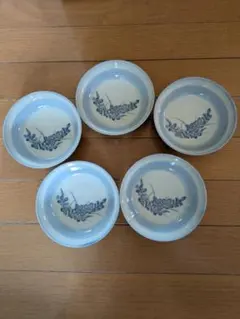 青い花柄 陶器製ボウル 小鉢　5枚セット