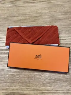 美品！HERMES オレンジ タオルハンカチ