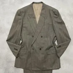 90s VINTAGE ダブル スーツ ベージュ ヘリンボーン 成人式 入学式