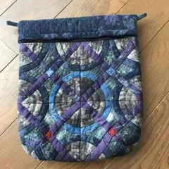 着物リメイク　刺し子とパッチワークのバッグ　ハンドメイド
