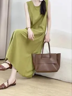 夏のお出かけに❤️韓国風シンプルロングワンピース ノースリーブ