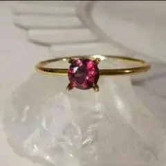 ロードライトガーネット　天然石　ファセットカット　ゴールド　リング