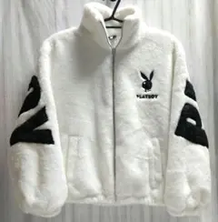 PLAYBOY プレイボーイ フリース ジャケット ホワイト ブラック 白 黒