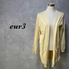 大きいサイズ✨eur3 カーディガン 長袖 ストレッチ ライトイエロー 2991
