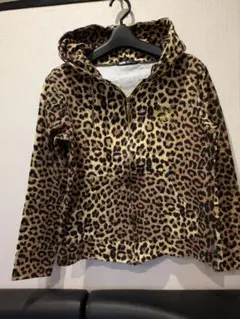 ヒョウ柄フリースジャケット フード付き