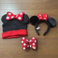 ミニーマウス耳付き帽子とリボンセット
