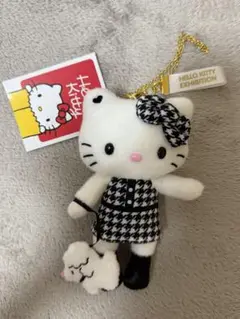 キティ展　マスコットキーホルダー　千鳥格子