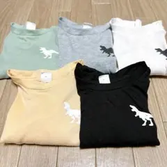 恐竜プリント 長袖 Tシャツ 保育園 幼稚園 5枚セット 9～12ヶ月
