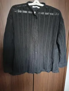 AMERICAN WORK 黒レースボタンアップシャツ
