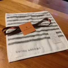 UNITED ARROWS タオルハンカチ ボーダー柄 ホワイト グレーのサムネイル