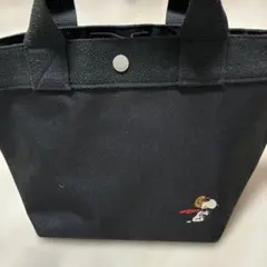 ROOTOTEスヌーピー刺繍 黒トートバッグ