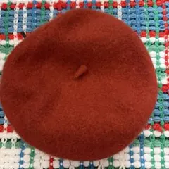 レッドブラウンウールベレー帽