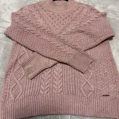 Abercrombie＆Fitchケーブルニット ハイネック ピンク Lサイズ