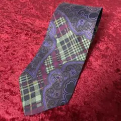VERSACH ジャンニヴェルサーチ チェック ペイズリー柄 シルクネクタイ