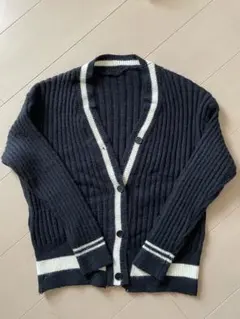 レディースリブ編み長袖カーディガン