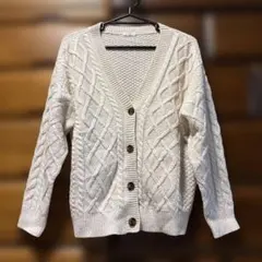 Honeys アイボリー ケーブルニットカーディガン