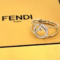 美品　FENDI　リング　ラインストーン　ゴールド　箱付き　エフイズ　Sサイズ