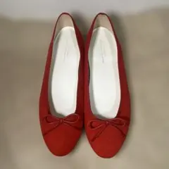 グリーンレーベル　フラットシューズ　レッド　バレエ　リボンのサムネイル