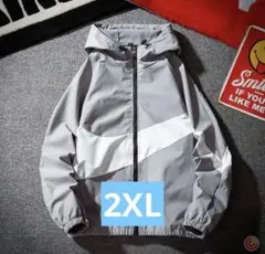 ナイロンジャケット マウンテンパーカー グレー/ホワイト/2XL