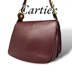 良品 カルティエ ショルダーバッグ マストライン ボルドー レザー 斜め掛け
