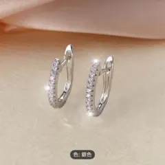 t22高級ジルコニア フープピアス｜細身フープ・上品きらめき・シルバー