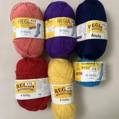 4-plyソックヤーン・REGIA・6色約244g