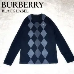 美品 BURBERRY BLACK LABEL バーバリー アーガイル ロンT