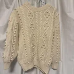 アイボリー ケーブルニットセーター 長袖