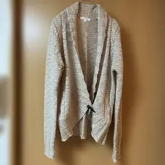 襟付き カーディガン シングルボタン レディース L ベージュ
