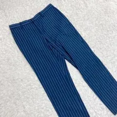 【ビューティーアンドユース】ストライプ スラックス ネイビー オフィスカジュアル