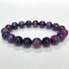 高品質　艶美 レインボータイガーアイ 10mm珠 グラデーションブレスレット