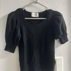 michellMacaron 半袖 リブニット ブラック XS
