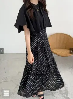 GRL グレイル ドット柄シフォンロングスカート