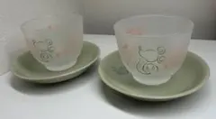 ミッキーマウス　ガラスカップ&ソーサー 2セット