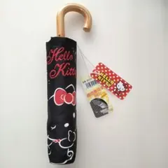 ハローキティ 晴雨兼用 折りたたみ傘 　日傘　ブラック　UVカット